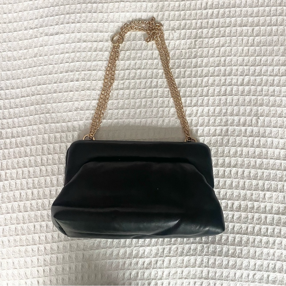 A new day black faux Leather Bag with Gold Chain